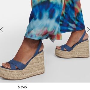 Christian louboutin denim wedge 38